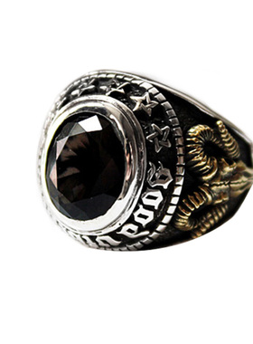 上帝之眼五芒星撒旦纯银男士戒指