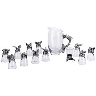 罗比罗丹十二生肖兽首玻璃白酒杯分摇醒酒器酒具套装创意礼品