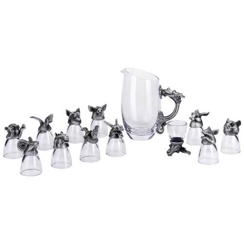 罗比罗丹十二生肖兽首玻璃白酒杯分摇醒酒器酒具套装创意礼品