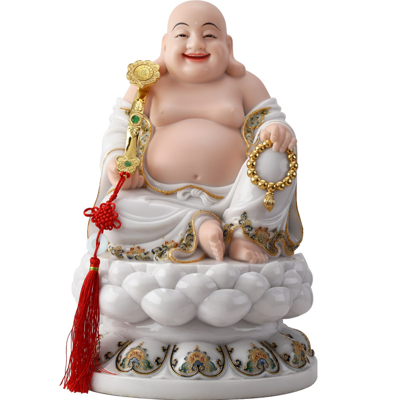 汉白玉招财圆满客厅供奉弥勒佛像