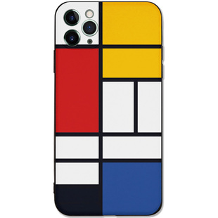 蒙德里安手机壳红黄蓝几何抽象超现实文艺美术生小众适用于苹果VIVO华为OPPO小米REALME一加荣耀浮雕工艺