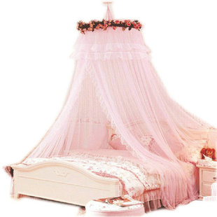 圆顶公主蕾丝吊顶蚊帐法式学生帐子床幔免安装送大挂钩