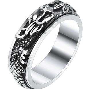 戒指男士霸气复古生肖龙形食指环潮男单身个性中国民族风图腾龙戒