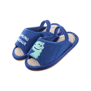 婴幼儿童宝宝地板室内布底手工中小童防滑亚麻拖鞋春夏男女童家居
