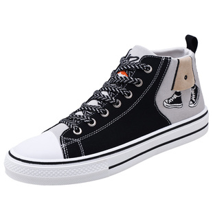 高帮鞋子男冬季加绒加厚保暖棉鞋初中生运动休闲帆布增高小白板鞋