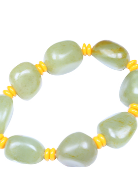 籽料原石沙枣青玉珠蜜蜡多宝手串