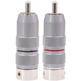 Viborg/维堡纯紫铜镀铑RCA信号插头发烧音频莲花插头插座 线径8MM