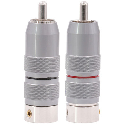 Viborg/维堡纯紫铜镀铑RCA信号插头发烧音频莲花插头插座 线径8MM