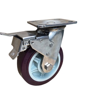 4x2加重型双轴承聚氨脂静音耐磨万向轮双刹车轮工业手推车脚轮子