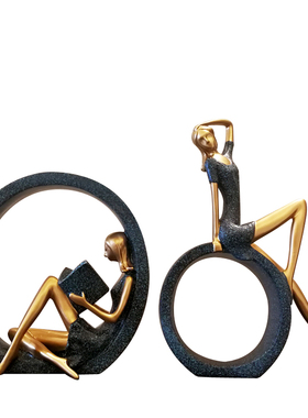 欧式风圆圈女孩抽象人物装饰摆件