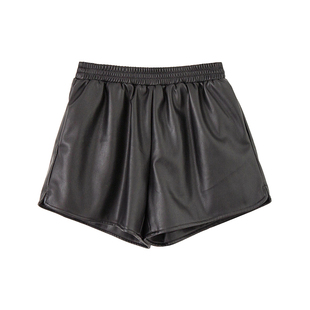 2025新款秋冬真皮短裤女高腰绵羊皮显瘦阔腿靴裤外穿a字休闲皮裤