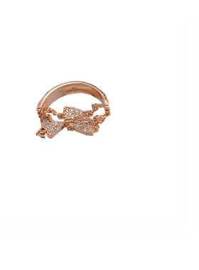 欧美风满钻锆石镶嵌心形链条戒指