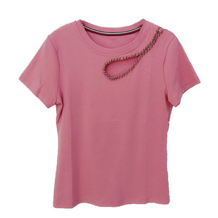 欧洲站2026春新款漏洞钉珠T恤打底衫女修身显瘦百搭长袖体恤上衣