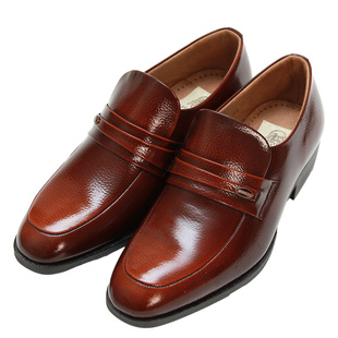 利奥纳多日本生产正宗新款光面三接头进口正装男士爸爸皮鞋商务4E