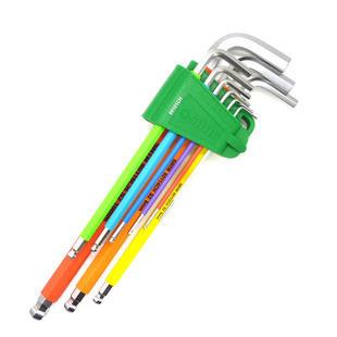 世达9件套彩虹特长内六角扳手台湾球头磁性内六方09101CH 09103ch