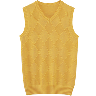 冬季男士毛衣背心韩版纯棉线针织衫马甲黑色毛线坎肩大V领毛背心