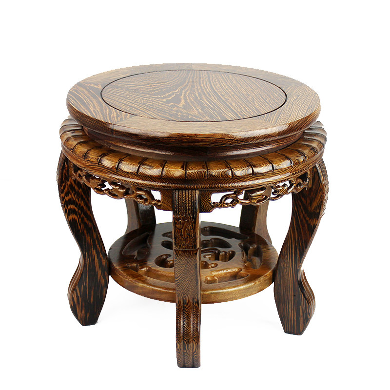 红木花架黑紫檀木实木花瓶盆景鱼缸底座矮花几奇石头摆件实木底座