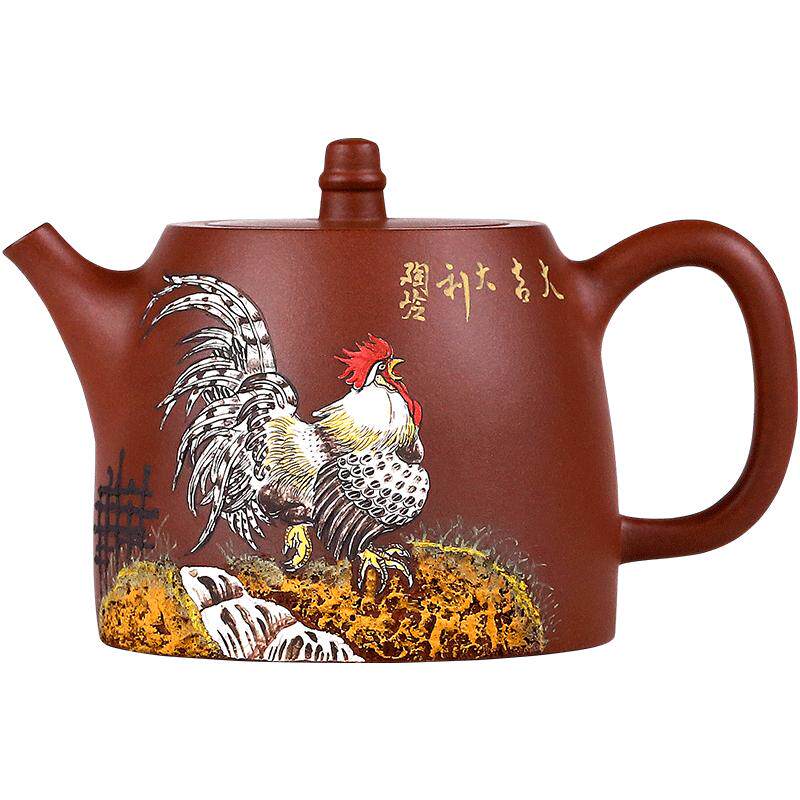 紫砂大师张小岭泥绘大吉大利壶