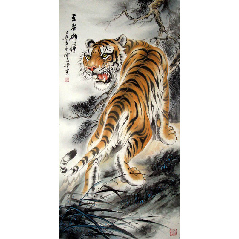 dmc精准风猛虎上山王者十字绣