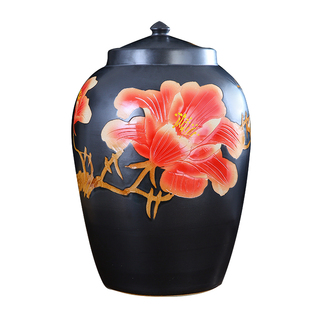 景德镇陶瓷米缸米桶家用储物罐50斤100斤带盖水缸面缸密封储米罐