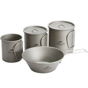 naturehike挪客钛杯纯钛水杯户外野餐钛碗可烧水便携野炊餐具套装