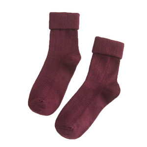 纯棉女中筒堆堆袜韩版卷边纯黑色长筒短靴袜子秋冬厚保暖兔羊毛袜