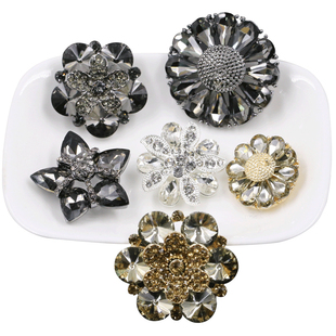 羊绒大衣扣裘皮水貂装饰扣子水钻钻扣女士皮草貂皮花瓣水晶大纽扣