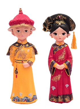 宫廷风皇上皇后家居客厅小摆件