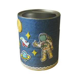 原创新品幼儿园手工奶粉罐变废为宝diy太空花盆环保创意亲子作业