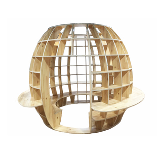 星球书架图书馆阅读区圆形书柜幼儿园大厅书柜书桌一体围柱子书架