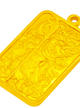 仿黄金佛牌大气方形久不掉色吊坠