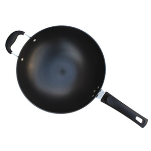 陆川铁锅铁人牌生铁锅铸铁圆尖底锅无涂层手工炒锅平底铁锅炒菜锅