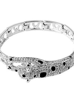 银色欧美风夸张豹子潮人配饰手链