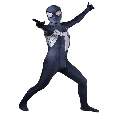 成人儿童Venom SpiderMan黑色毒液共生体蜘蛛侠Cosplay连体紧身衣