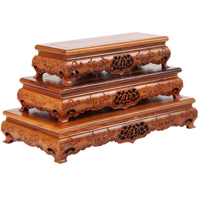 红木雕刻工艺品摆件底座酸枝木如意底座实木质长方形佛像底座木托