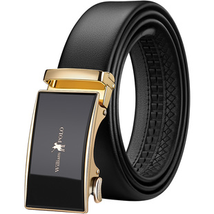 英皇保罗皮带男式真皮自动扣商务轻奢头层纯牛皮裤腰带潮本命年红