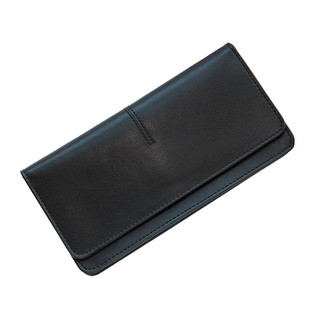 欧美潮大牌简约长款钱包女真皮2024新款百搭扣拉链零钱软牛皮钱夹