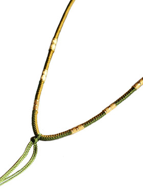 黄金吊坠挂绳土豪金草绿色的结合纯金转运珠男女红黑玉石佩项链绳