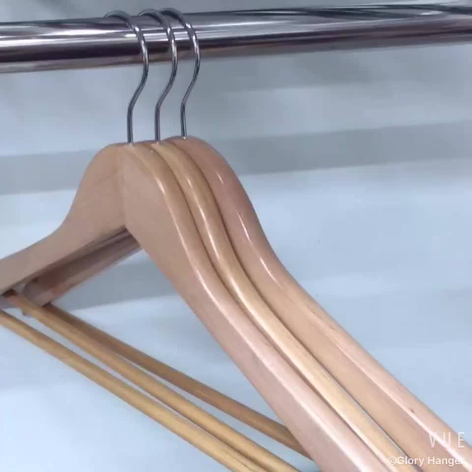 Wooden Hanger Anti Slip Retail Clothes Space Saver Hangers With Pants
