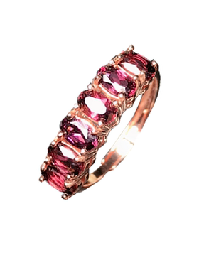 新款天然镁铝石榴石镀镀18k排戒