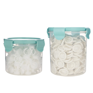 纹绣收纳储物密封透明塑料罐子 戒指色料杯手指套打雾针片收纳盒