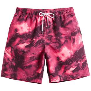 盖浪海边度假情侣沙滩裤男速干大码宽松休闲短裤女印花平角男泳裤