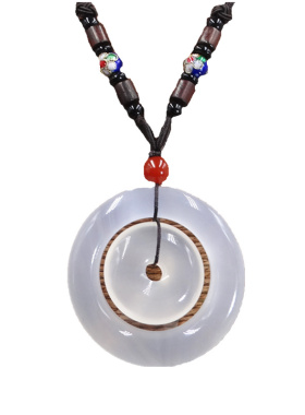 平安扣毛衣链玛瑙男女款玉吊坠