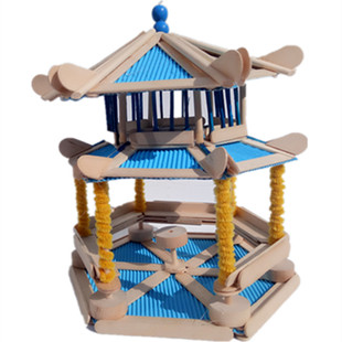 冰棍棒diy手工模型公园凉亭雪糕棒小桥新品幼儿园益智幼教材料包