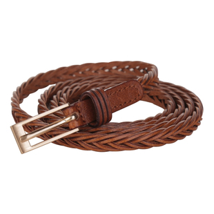 针扣复古简单编制女士装饰裤腰带细休闲时尚方扣编织皮带裙子无孔