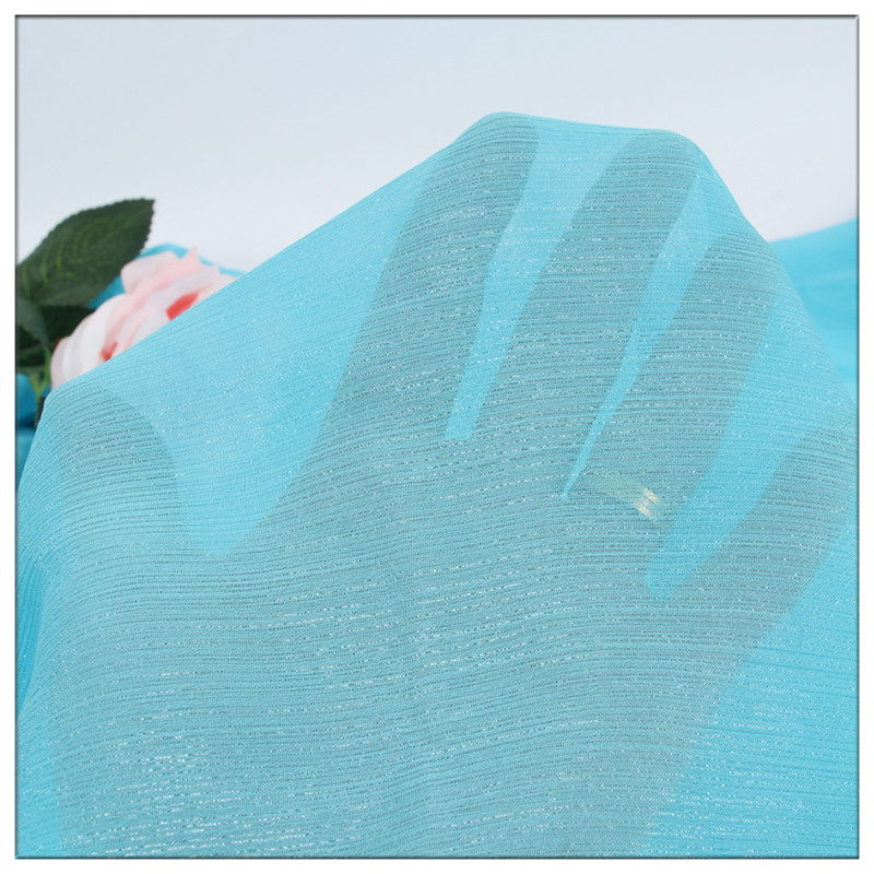 亮丝细皱高密闪光丝银丝雪纺布料