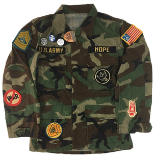 清仓现货 MADEWORN Bella 宋佳摇滚彩绘刺绣贴军绿夹克外套男女