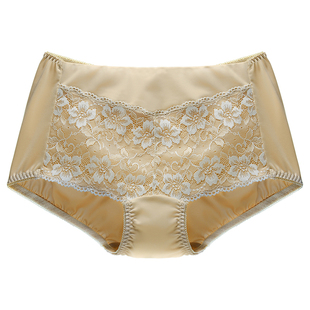 出日原D繁花蕾丝覆面超柔牛奶丝柔软细腻大码中腰女包臀平角内裤