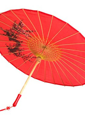 跳舞绸布红梅花旗袍走秀工艺伞