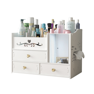 欧式大号带镜子可爱化妆品收纳盒